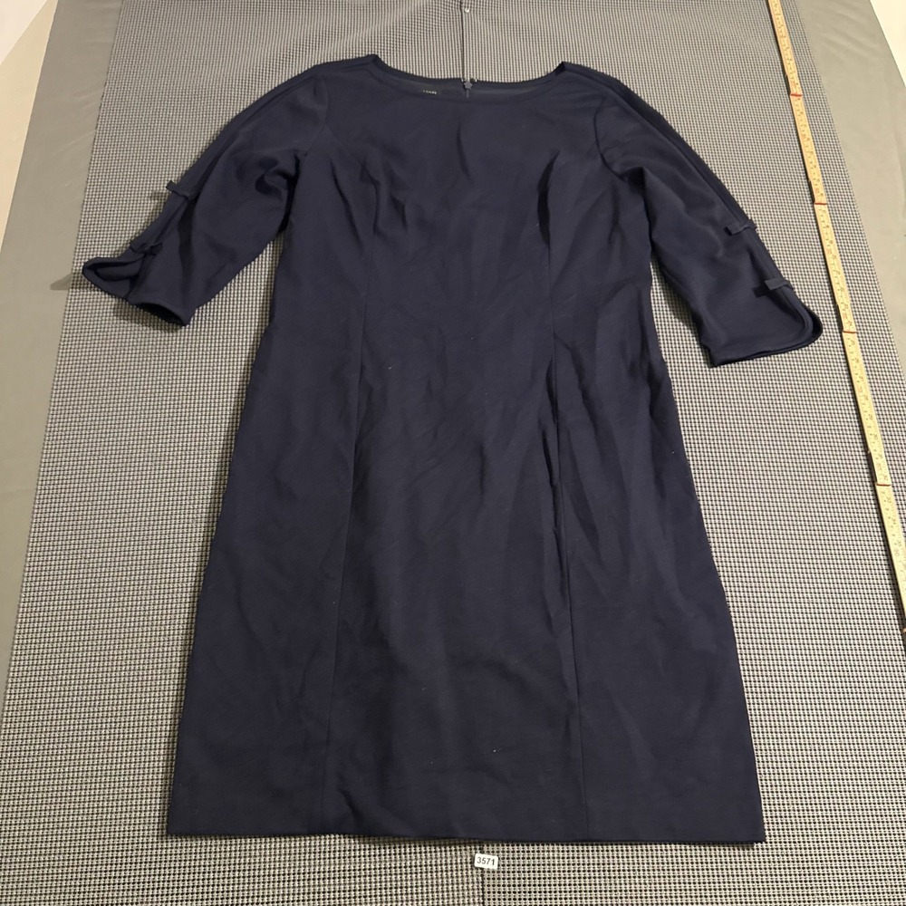 Talbots Womens Size 12 Navy Blue 3/4 Sleeve Bow Detail Sheath Dress